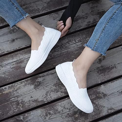 poemlady Women's Slip on Loafer Shoes - Mesh Casual Ballet Flat Nurse Walking Sneakers Knit Round Toe Low Wedge Memory Foam Shoes