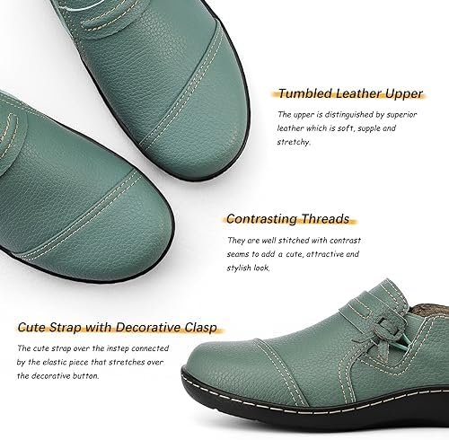 LAZYPOP Women's Classic Comfort Leather Loafers Cute Slip-Ons Casual Dress Shoes Lightweight Walking Flats Everyday Work Shoes