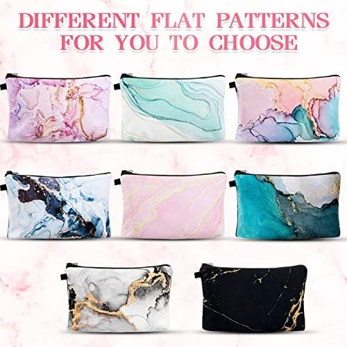 Dunzy 16 Pieces Makeup Bags Bulk Waterproof Cosmetic Bags Roomy Zipper Pouch Travel Toiletry Pouch Portable Organizer Accessory Resistant Storage Purse for Women Men Gifts (Marble Style)