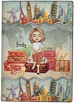 Personalized Name Travel Girl Leather Passport Wallet Fun Unique Gift for Traveler Custom Travel Accessory Passport Holder Gift for Girl Traveling Lover 5