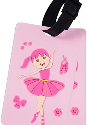 Wildkin Kids Luggage Tags for Boys and Girls, Includes 2 Matching Bag Tags and Removable Information Card, Perfect Size for Attaching to Suitcases, Backpacks, and Duffle Bags (Ballerina)