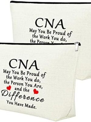 2PCS CNA Appreciation Gifts Makeup Bags Certified Nursing Assistant Gifts Cna Gift Certified Nurses Day Gift Work Anniversary Nurse Gifts Cna Medical Student Thank You Gift Graduation Retirement Gift