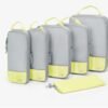 Compression Packing Cubes, Set of 6, Essential Travel Organizer for Suitcases, Luggage Organizing Bags, Ideal Packing Cubes as Travel Accessories for Efficient Packing. (Yellow)