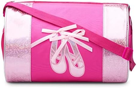 Water-resistance Dance Ballet Slippers Duffel Bag, Kids Travel Bag with Adjustable Carry On Pouch, Dance Accessories For Girls, Teens (Hot Pink/Pink)