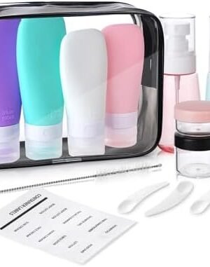 17pcs Travel Toiletry Bottles, Silicone Travel Bottles for Toiletries, Shampoo Travel Container Lotion Bottle, Silicone Travel Containers and Mini Travel Bottles for Travel