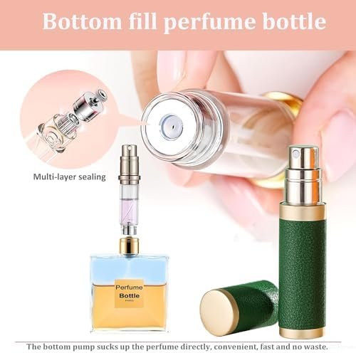 TOPTHY Perfume Travel Refillable Bottle Portable Cologne Sprayer Pocket Fragrance Atomizer 5ml with Leather Case for Men Women (Black)