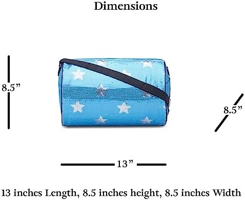 Girls Dance Duffle Bag with Sequin Stars, Kids Travel Bag with Adjustable Carry On and Handy Pouch, Gymnastics Bag, Dance Accessories For Girls - Turquise