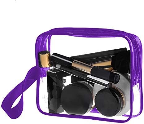 Sariok 3pcs/pack Clear Toiletry Bag with Zipper TSA Approved Travel Cosmetic Bag PVC Make-up Pouch Handle Straps for Women Men, Carry On Airport Airline Compliant Quart Bags 3-1-1 Kit Luggage