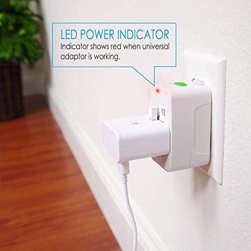 NACHEE Portable Worldwide Universal Power Adapter Converter, All in One International Out of Country Travel Wall Charger Plug Compatible with USA, EU, UK, and AUS and More Outlets