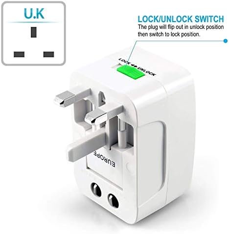 NACHEE Portable Worldwide Universal Power Adapter Converter, All in One International Out of Country Travel Wall Charger Plug Compatible with USA, EU, UK, and AUS and More Outlets