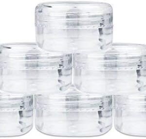 Beauticom 15 gram/15ml Empty Clear Small Round Travel Container Jars with Lids for Make Up Powders, Eyeshadow Pigments, Lotions, Creams, Lip Balm, Lip Gloss, Samples (6 Pieces, Clear Lid)