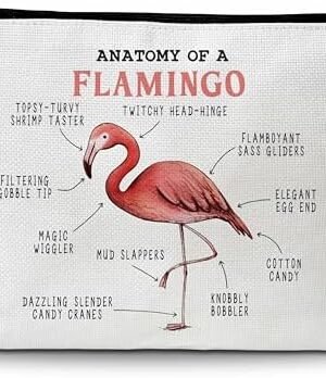 zriauber Flamingo Gifts-Anatomy Of A Flamingo Makeup Bag-Flamingo Lover Gifts-Animals Zipper Pouch Bag Gift for Woman Friend Mom Toiletries Accessories-A08