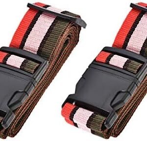 41yQUivT3ZL._AC_.jpg uxcell Luggage Straps Suitcase Belts with Buckle Label, 2×78 2Mx5cm Adjustable PP Travel Bag Packing Accessories, Multi Color (Red Pink Dark Green) 2Pcs