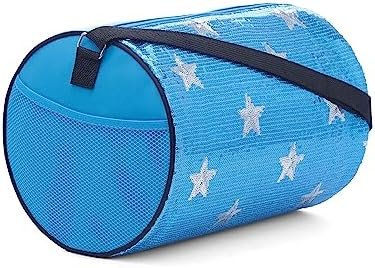 Girls Dance Duffle Bag with Sequin Stars, Kids Travel Bag with Adjustable Carry On and Handy Pouch, Gymnastics Bag, Dance Accessories For Girls - Turquise