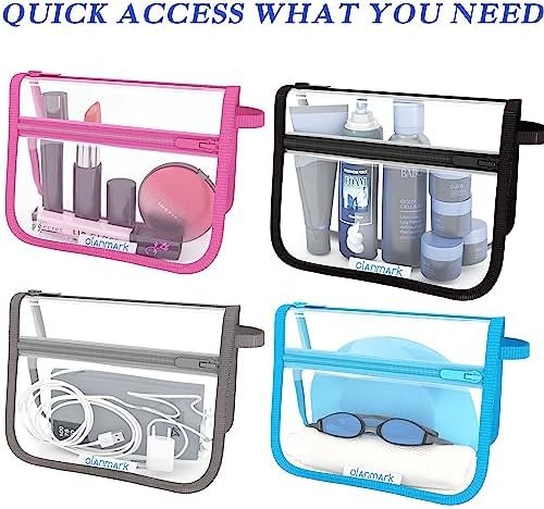 Olanmark 2 Pack TSA Approved Toiletry Bag - Quart Size Travel Bag for Toiletries - Reusable Clear Bag for Liquids - 311 Compliant Airplane Bag Blue