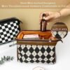 LOLDREAM Portable Clutch Checkered Makeup Bag,Large Capacity Travel Cosmetic Bag,PU Leather Waterproof Toiletry Bag,Electronics Accessories Organizer,Wide Open Pouch for Women(Black)