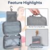 Vinonzi Travel Toiletry Bag, Hanging Makeup Organizer Storage Bag, Portable Mens Handheld Folding Waterproof Cosmetic Toiletry Bag for Toiletries Accessories (Grey)