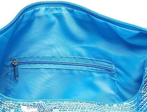 Girls Dance Duffle Bag with Sequin Stars, Kids Travel Bag with Adjustable Carry On and Handy Pouch, Gymnastics Bag, Dance Accessories For Girls - Turquise