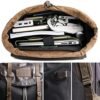 51gMyYaa16L._AC_.jpg WAY ONE Premium Canvas and Leather Backpack Men Vintage Carry on Knapsack Rucksack Travel Laptop Backpacks Brown and Grey