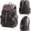 51i2PDpgZ5L._AC_.jpg WAY ONE Premium Canvas and Leather Backpack Men Vintage Carry on Knapsack Rucksack Travel Laptop Backpacks Brown and Grey