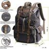 51nRLwnwNQL._AC_.jpg WAY ONE Premium Canvas and Leather Backpack Men Vintage Carry on Knapsack Rucksack Travel Laptop Backpacks Brown and Grey