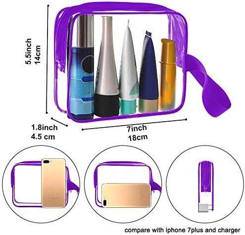 Sariok 3pcs/pack Clear Toiletry Bag with Zipper TSA Approved Travel Cosmetic Bag PVC Make-up Pouch Handle Straps for Women Men, Carry On Airport Airline Compliant Quart Bags 3-1-1 Kit Luggage