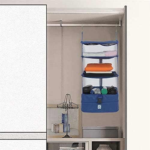 Portable Luggage Organizer - Hanging Travel Packing System Luggage Cube Blue Large