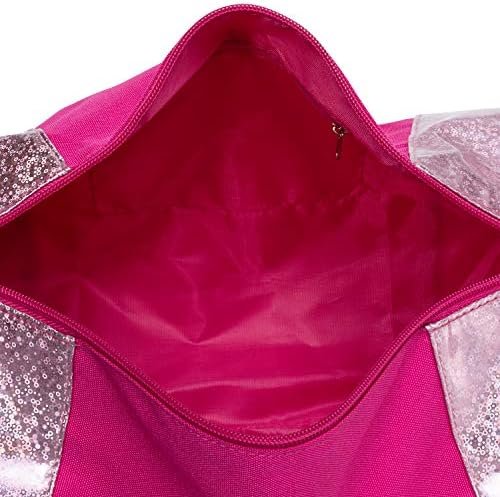 Water-resistance Dance Ballet Slippers Duffel Bag, Kids Travel Bag with Adjustable Carry On Pouch, Dance Accessories For Girls, Teens (Hot Pink/Pink)