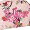 Women's Cotton Clamshell Cosmetic Makeup Organizer Bag