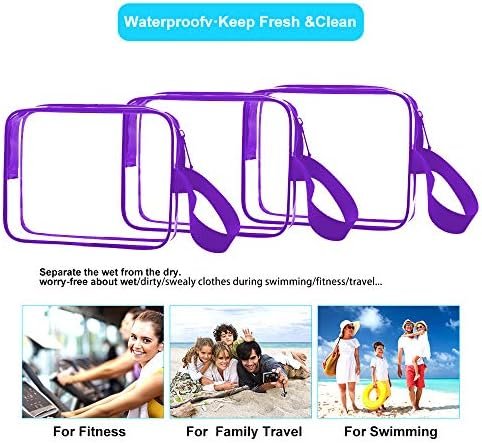 Sariok 3pcs/pack Clear Toiletry Bag with Zipper TSA Approved Travel Cosmetic Bag PVC Make-up Pouch Handle Straps for Women Men, Carry On Airport Airline Compliant Quart Bags 3-1-1 Kit Luggage