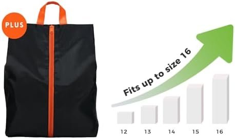 Pack of 2 TEAM FIDELIS Water Resistant, Durable Travel Shoe Bags, 100% Recycled Shoe Storage Organizer Shoe Pouch with Zipper, for Men and Women (Black)