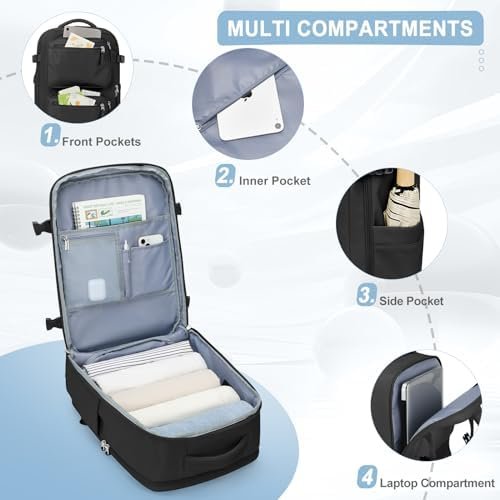 Travel Backpack for Women Men, Carry on Backpack for Flight Approved, Mochila de Viaje Personal Item Luggage Backpack