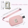 Pink Belt Bag Small Waist Fanny Pack Crossbody Purse with Initial Chenille Letter Patch for Teenage Girls Personalized Easter Day Gift, Chest Hip Bum Cross Body Pouch Travel Accessories (Q)