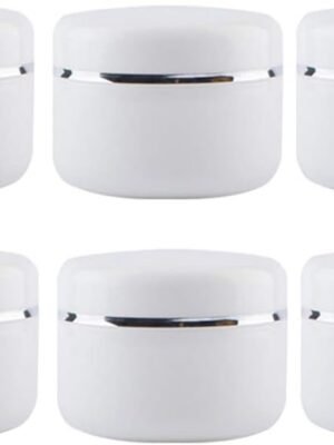 6Pcs 100g/3.4oz Empty White Plastic Cosmetic Jar Pot with Inner Liners and Screw Lid Refillable Make-up Cosmetic Storage Container for Face Cream Lip Balm Lotion