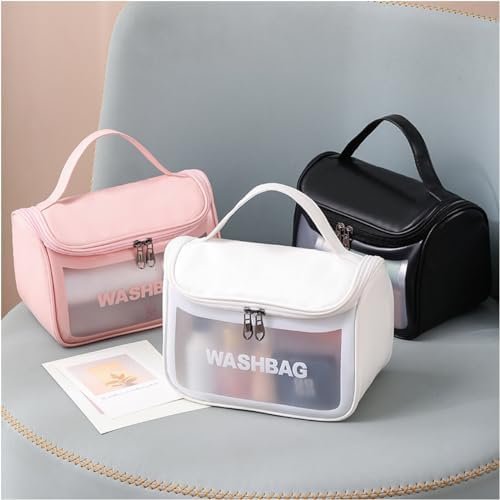 41zv1EW7KJL._AC_.jpg Travel Toiletry Bag for Women Girls, Large Capacity Durable & Leak Resistant Toiletry Storage Bag, Translucent Waterproof Makeup Cosmetic Organizer Bag for Travelling Accessories (Pink)