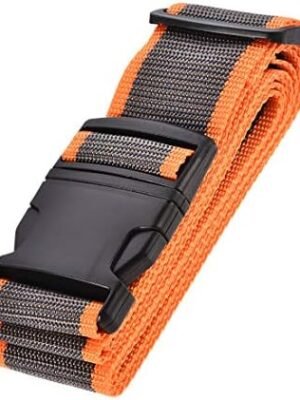 uxcell Luggage Strap Suitcase Belt with Buckle Label, 2×78 2Mx5cm Adjustable PP Travel Bag Packing Accessory, Orange Gray