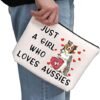 G2TUP Aussie Lover Gift Who Loves Aussies Makeup Bag Aussie Mom Cosmetics Bag Aussie Dog Owner Gift Australian Shepherd Zipper Travel Pouch (Loves Aussies White Bag)