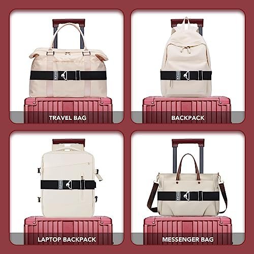 Travel Belt for Luggage Sencico - Travel Belt for Luggage Over Handle Adjustable Luggage Belt - Add a Bag Luggage Strap for Carry On Bag 2-in-1 Luggage Straps Black