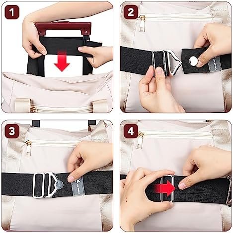 Travel Belt for Luggage Sencico - Travel Belt for Luggage Over Handle Adjustable Luggage Belt - Add a Bag Luggage Strap for Carry On Bag 2-in-1 Luggage Straps Black