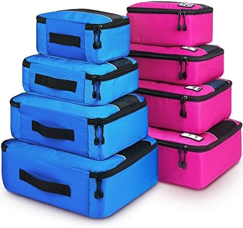 Mossio 8 Set Packing Cubes for Suitcase - Premium Quality Ultralight Travel Organizer for Carry On Luggage and Backpack