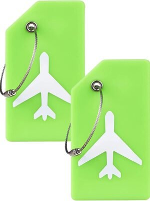 2 Pack Luggage Tags, Bag Tags for Luggage, Silicone Travel Tag with Name ID Card, Suitcase Tags Identifiers, Perfect to Quickly Spot Luggage Suitcase(Green)
