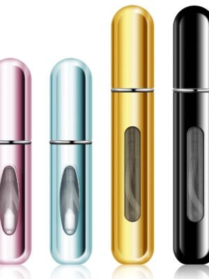 4 PCS Refillable Perfume Atomizer Bottle, Mini Spray Bottles, Small Pocket Perfume Bottle, Scent Pump Case, Portable Empty Perfume Container for Travel(5ml+8ml)