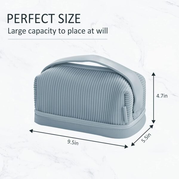 Travel Makeup Bag, Cosmetic Bag for Women, Travel Cosmetic Bag, Makeup Bag, Travel Essentials, Makeup Travel Organizer,Toast Large Makeup Bag (Blue)