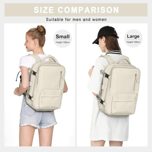 VECAVE Carry On Backpack for Women, Large Travel Backpack Flight Approved, Waterproof 17 Inch Laptop Backpack Work Business Backpacks Men Mochila De Viaje Beige