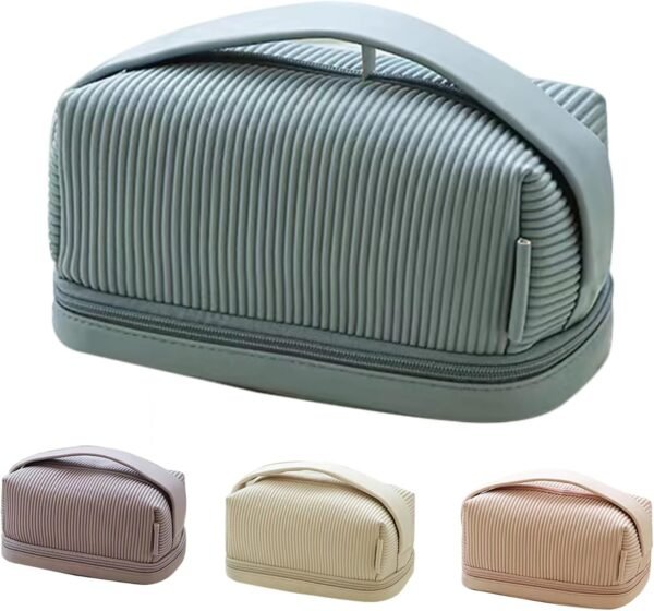 Travel Makeup Bag, Cosmetic Bag for Women, Travel Cosmetic Bag, Makeup Bag, Travel Essentials, Makeup Travel Organizer,Toast Large Makeup Bag (Blue)