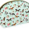 Green Horse Makeup Bag for Girls Half Moon Cosmetic Bag Travel Toiletry Bag Portable Small Makeup Pouch for Purse Makeup Brush Storage Bag Valentine's Day Gifts