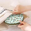 Green Horse Makeup Bag for Girls Half Moon Cosmetic Bag Travel Toiletry Bag Portable Small Makeup Pouch for Purse Makeup Brush Storage Bag Valentine's Day Gifts
