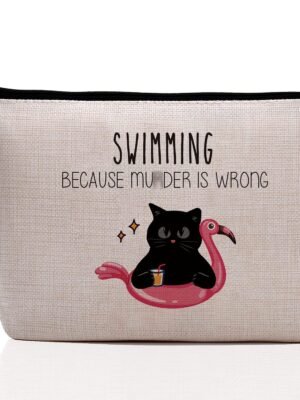 Beach Bag, Swimming Lover Gifts Beach Survival Kit Swimming Accessories for Swimmer, Funny Unique Humor Novelty Sarcasm Travel Makeup Bag for Women Girl Her Female Summer Travel Cosmetic Pouch