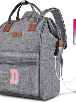 Personalized Initial Laptop Backpack for Women-Waterproof Teacher Backpack/College Backpack/Nurse Backpack for Work,Travel Bckapack with 15.6″ Laptop Compartment-Birthday Gift for Women