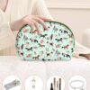 Green Horse Makeup Bag for Girls Half Moon Cosmetic Bag Travel Toiletry Bag Portable Small Makeup Pouch for Purse Makeup Brush Storage Bag Valentine's Day Gifts
